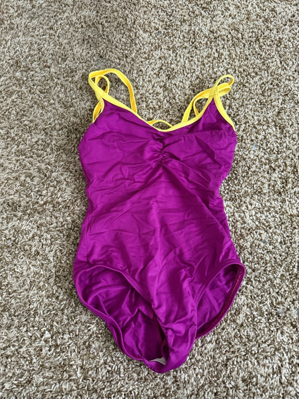 Motionwear Purple Leotard with Yellow Trim